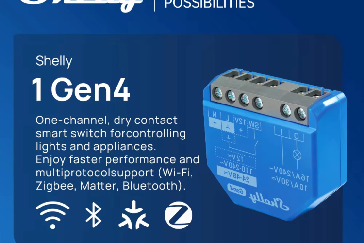 Shelly Smart Switch 1 GEN4 Smart relay Pintar Wireless 16A Wifi Smart Home Automation Assistant Home