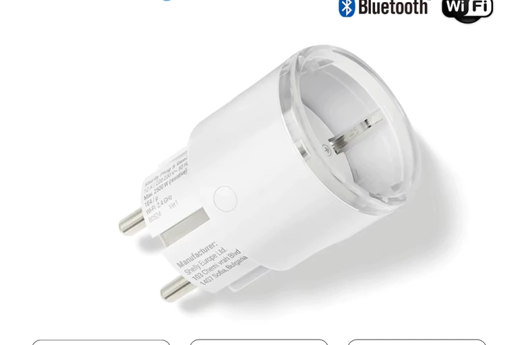 Shelly Plug S MTR Gen3 Colokan Pintar WiFi + Meter Daya, Kompatibel Matter, LED RGB, Bluetooth