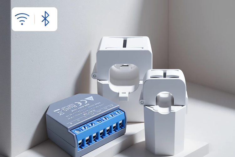 Shelly EM + Clamp Domotica Pengukur Energi WiFi Kontrol Kontaktor Memori Internal Pengukuran Dan Alarm Yang Dapat Dikonfigurasi