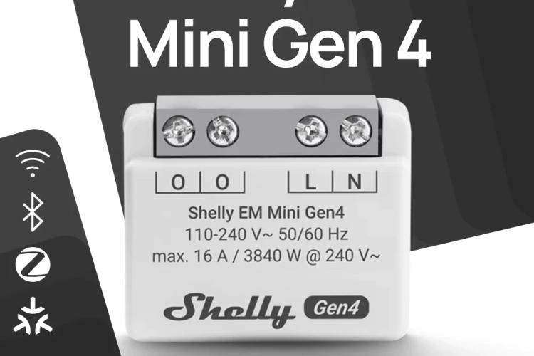 Shelly EM Mini Gen4 Matter Compact Energy Meter Monitor energy Wifi 16A Zigbee Modify Existing Wall Switches and Sockets