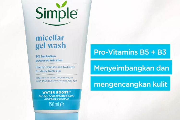 Simple Waterboost Micellar Facial Gel Wash 150 ml - No Harsh Chemicals