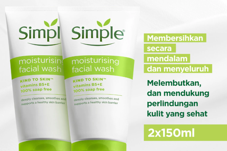Simple Facial Wash Moisturising 150ml - Twinpack (2 x 150ml) - Sabun Cuci Muka