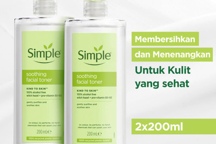 Simple Soothing FACIAL TONER 200ml - Twinpack (2 x 200ml) - No Alcohol, No Harsh Chemicals