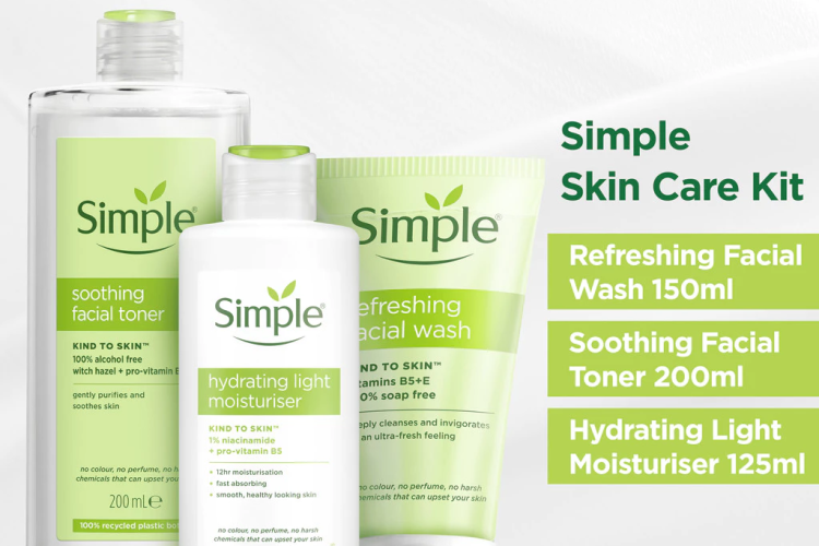 Simple Kind To Skin Skincare Kit (Face Wash Refreshing, Toner, Moisturizer)
