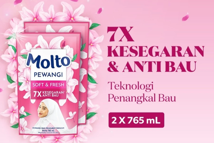 Molto Pewangi Pakaian Soft & Fresh 7x Kesegaran & Anti Bau 765 mL x2