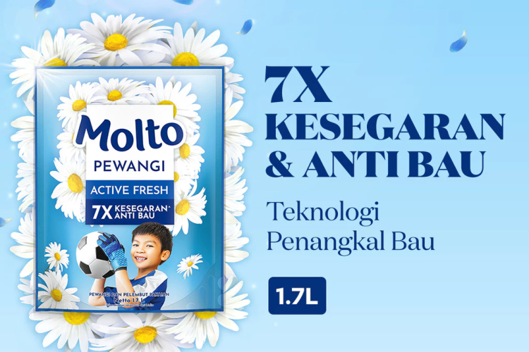 Molto Pewangi Pakaian Active Fresh 7x Kesegaran & Anti Bau 1.7L