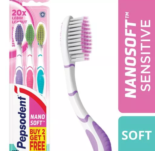 Pepsodent Nanosoft Sikat Gigi Sensitive Toothbrush Isi 3