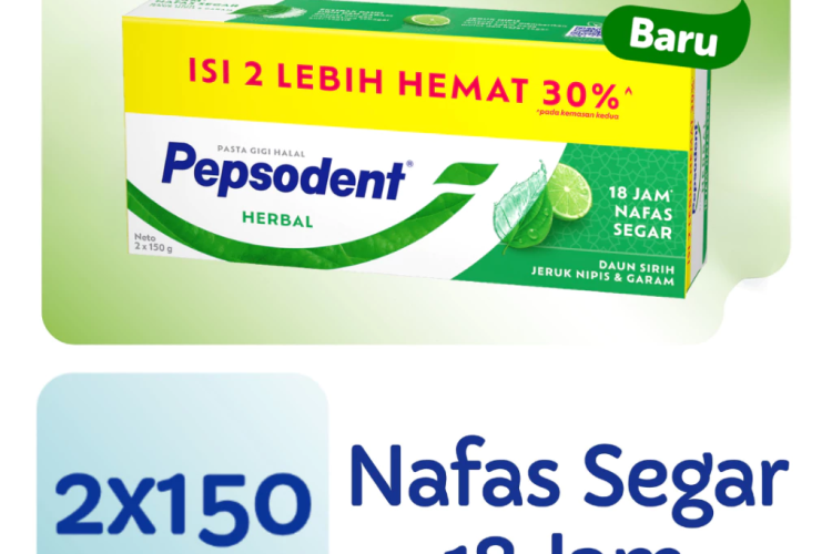 Pepsodent Pasta Gigi Herbal Value Pack untuk Nafas Segar Penghilang Bau Mulut 150g