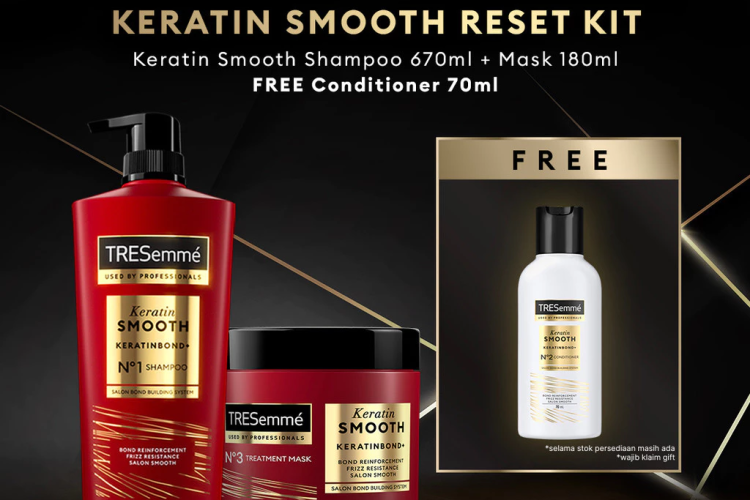 Keratin Smooth Reset Kit - TRESemme Keratin Smooth Shampoo 670 ml + Mask 180 ml