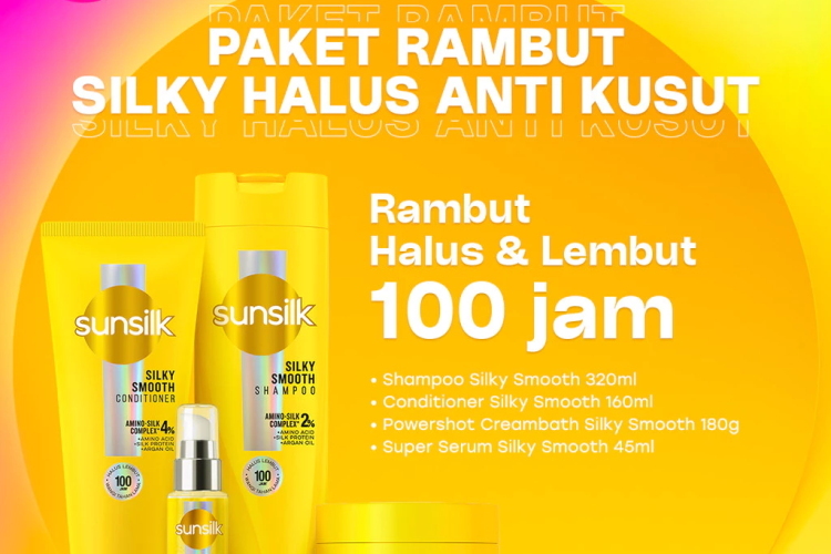 Sunsilk Paket Rambut Silky Halus Anti Kusut: Untuk Rambut Halus Silky Selembut Sutra hingga 100 jam