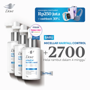 Dove Hair Tonic Micellar Hairfall Control 75mL x3 | Tonic Perawatan Rambut Rontok Untuk Jenis Kulit kepala Berminyak | Tonic Hair Booster