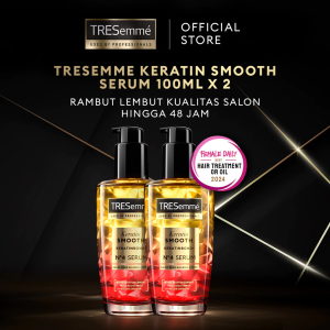 TRESemme Keratin Smooth Hair Serum (100ml x2) dengan Hydrolyzed KeratinBond+ FRIZZ RESISTANCE Complex Hair Oil Perawatan Rambut Lembut Ala Salon