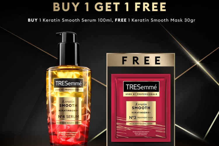 Buy 1 TRESemme Serum Keratin Smooth 100ml Free 1 TRESemme Keratin Smooth Mask 30gr