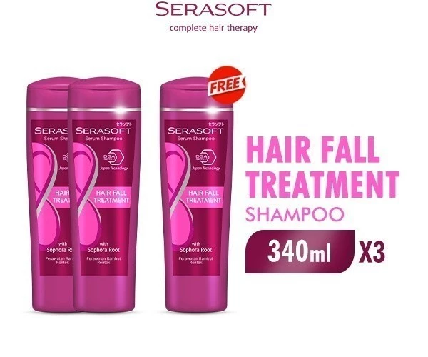 Serasoft Serum Shampoo Hair Fall Treatment Botol 340 ml x3