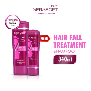 Buy 1 Get 1] Shampoo Serasoft Hairfall Treatment 340ml - Free Serasoft Cond Hairfall Btl 170ml
