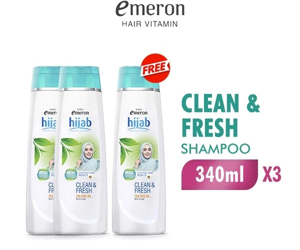 Emeron Shampoo Hijab Clean & Fresh Botol 340 ml x3
